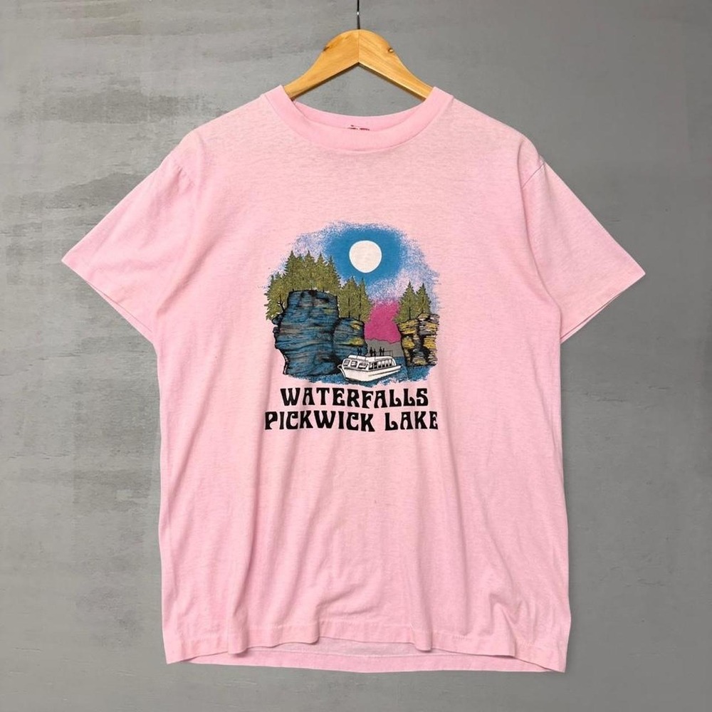 Vintage Waterfalls Pickwick Lake T‎ Shirt Pink Vintage Single Stitch 80s Large